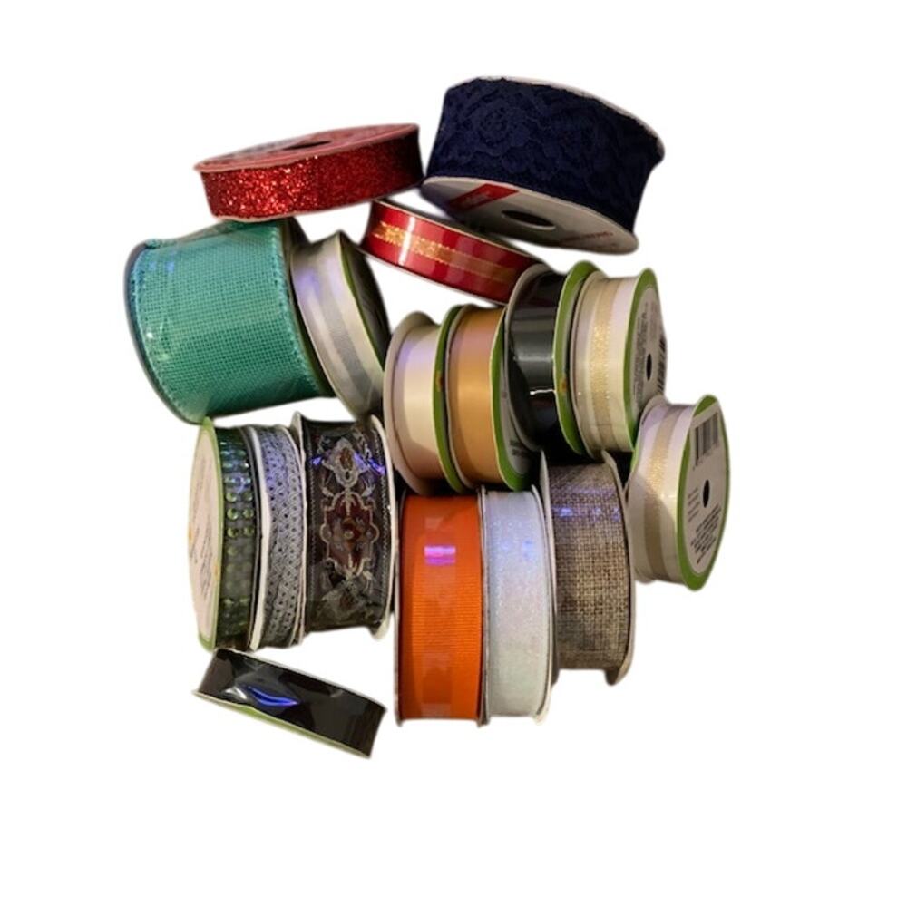 Lot of various color/size craft ribbon.